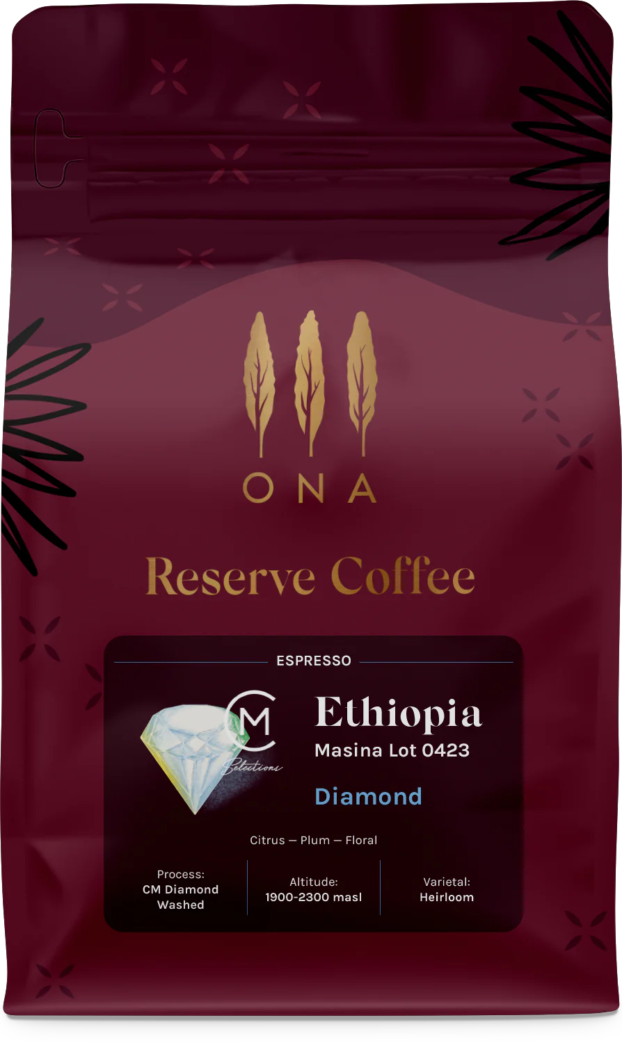 ONA COFFEE ESPRESSO ETHIOPIA MASINA LOT 0423, CM DIAMOND WASHED