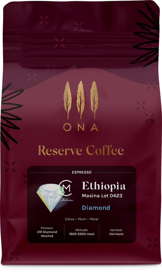 ONA COFFEE ESPRESSO ETHIOPIA MASINA LOT 0423, CM DIAMOND WASHED